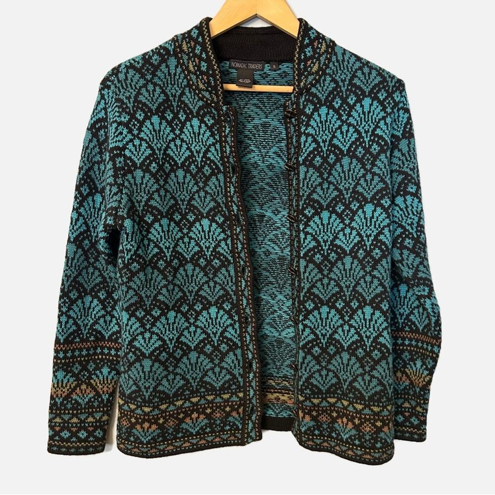 Nomadic Traders Blue/Black Button-Up Cardigan Swe… - image 4